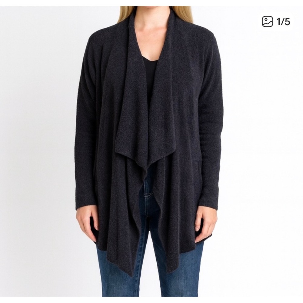 BAREFOOT DREAMS Cozychic Lite
Black Open Waterfall Cardigan Sweater Size L/XL